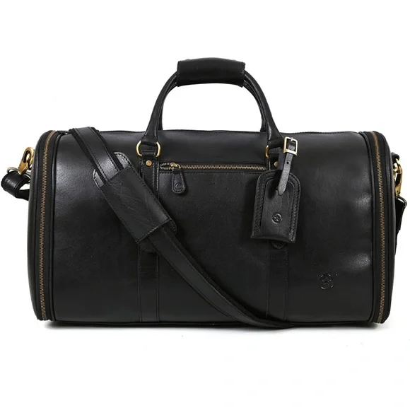 BRAND NEW EXTENDABLE REAL BUFFALO LEATHER DUFFLE TRAVEL OVERNIGHT BAG NWT - Picture 7 of 7